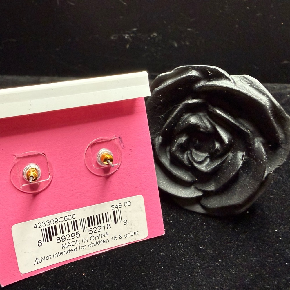 Betsey Johnson Red and Pearl Heart Earrings - Picture 5 of 5